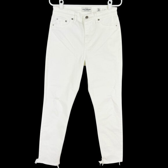 Lucky Brand Women's Bridgette Skinny Distressed White Ankle Jeans Size 8/29 NWOT - Picture 1 of 13